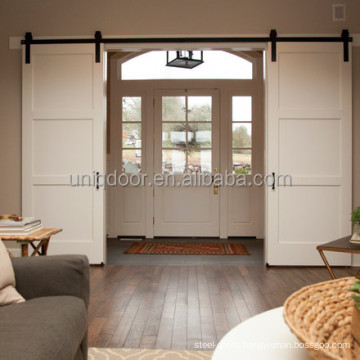 White color double sliding barn doors with sliding door track system